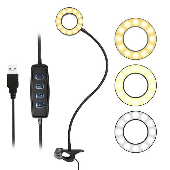 Movo VGC-1 Bague Lumineuse Flexible pour Selfie, 3 Modes d'Éclairage, 10 Réglages de Luminosité, Cou Réglable, Connexion USB - Parfait pour Streaming en Direct, Tutoriels Maquillage, Vlogging, Tournage TikTok et Plus
