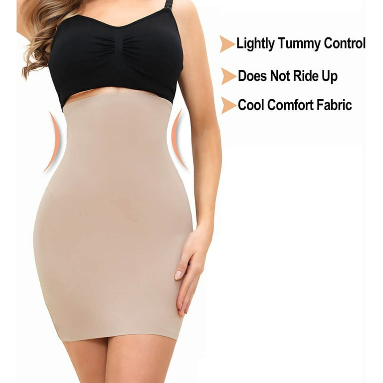 Womens Half Slip for Under Dresses Tummy Control Body Shaper Slim Seamless  Skirt
