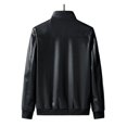 thumbnail image 2 of Men's slim-fit PU motorcycle jacket - lightweight zipper stand-up collar, zipper pocket, solid-color casual workwear suitable for spring and autumn, durable polyester lining, 2 of 6