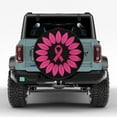 thumbnail image 2 of Pink Ribbon Flower Waterproof Fabric Spare Tire Cover, Breast Cancer Tire Decor For Suv Rv Camper Trailer Truck 14 15 16 17 18In. Gifts In Breast Cancer Awareness Month, 2 of 5