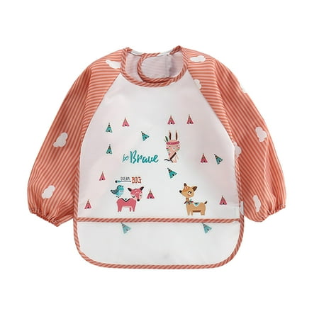 

Toddler Long Sleeve Baby Bibs Waterproof Sleeved Bib Soft Cartoon for Girls Boys