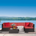 thumbnail image 4 of LACOO 6 Pieces Patio Conversation Set Rattan Outdoor Sectional Set All Weahther Wicker with Chushions and Table, Red, 4 of 6