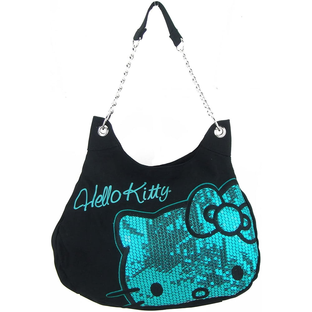 Licensed Hello Kitty Blue Sequins Handbag Purse