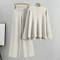 thumbnail image 3 of Scyoekwg Womens 2 Piece Sets Casual Sets Sweater Sets Long Sleeve Tops Wide Leg Pants Matching Outfits Two Piece Set Fashion Lounge Set (Beige,Free Size), 3 of 7