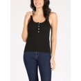 thumbnail image 4 of Women Ribbed Spagehtti Strap Camisole Crop Vest Tank Top With Buttons, 4 of 4