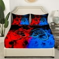 thumbnail image 3 of Erosebridal Teen Video Game Bed Sheets King,Blue Red King Sheet Sets,Gamepads Gamer Sheet Set King,Super Cozy Abstract Bedroom Decoration,4pcs, 3 of 7