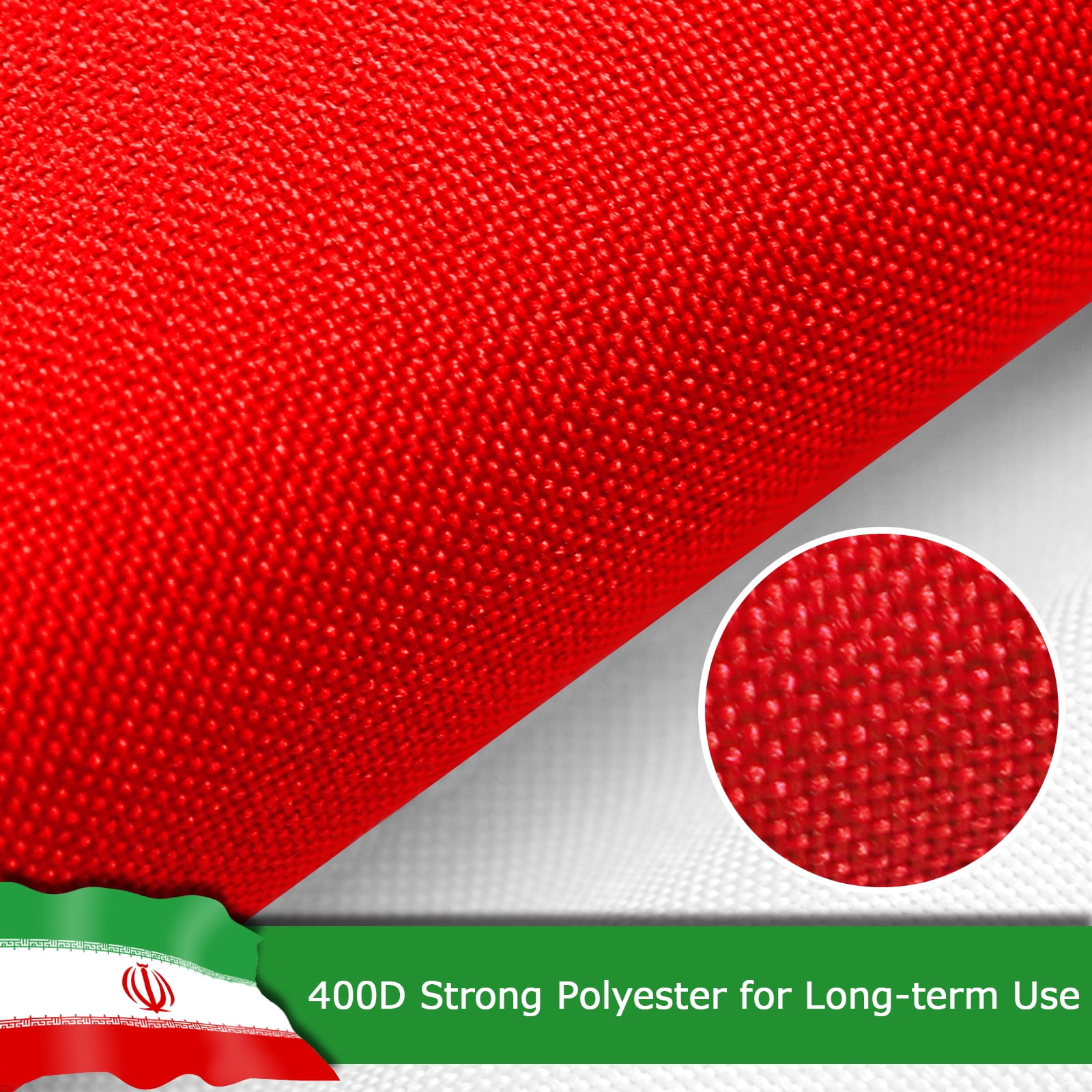 Iran Iranian Flag, 400D Heavy Duty Polyester, Double-Sided Printing, Quadruple Stitched Fly Hem, Fade Resistant, 2 Brass Grommets, National Flag of Iran for Home Outdoor