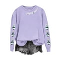 thumbnail image 4 of Lcziwo Merry Christmas Sweatshirt for Women Long Sleeve Crew Neck Loose Pullover Funny Graphic Print Tree Shirts Casual Trendy Oversized Tops 2025 Purple,S, 4 of 6