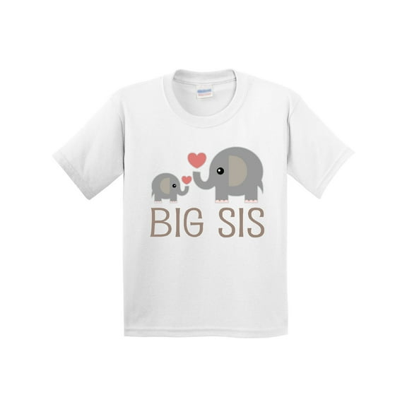 Inktastic Big Sis Elephant Youth T-Shirt