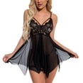 thumbnail image 1 of Gibobby Lenceria para mujer sexy Día de San Valentín Camisón de encaje con tirantes para mujer, lencería fina y sexy con temperamento(Negro, XXL), 1 of 5