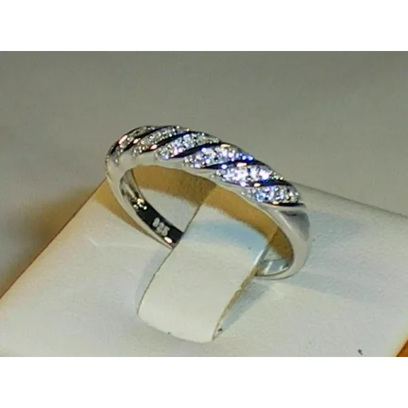 1.00Ct Round Cut Simulated Diamond 14K White Gold Plated Twisted Women's Band Eternity Women's Ring 925 Silver For Her