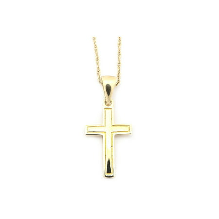 Beauniq - 14k Yellow, White or Rose Gold Small Etched Outline Cross ...