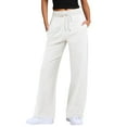 thumbnail image 2 of IDALL Sweatpants Women Wide Leg Sweatpants Women High Waisted Wide Leg Sweatpants Baggy Straight Leg Yoga Track Pants Lightweight Comfy Pants W/Pockets Yoga Pants Women Baggy Pants White L, 2 of 9