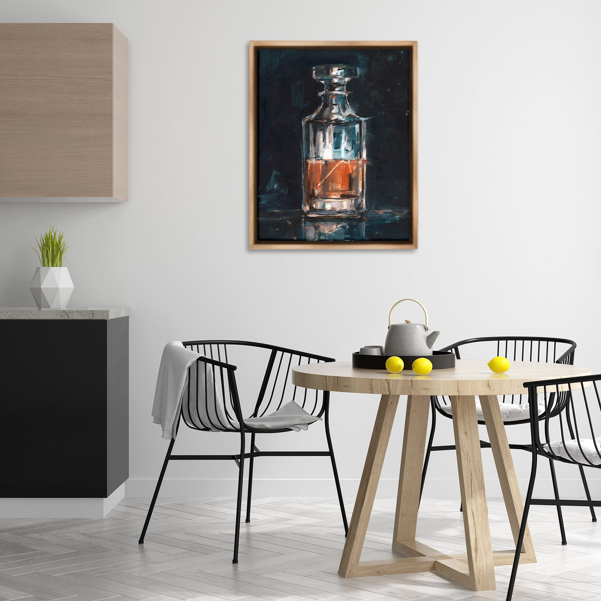Stupell Industries Bar Whiskey Decanter Food & Beverage Painting Brown Floater Framed Art Print Wall Art, 25 x 31