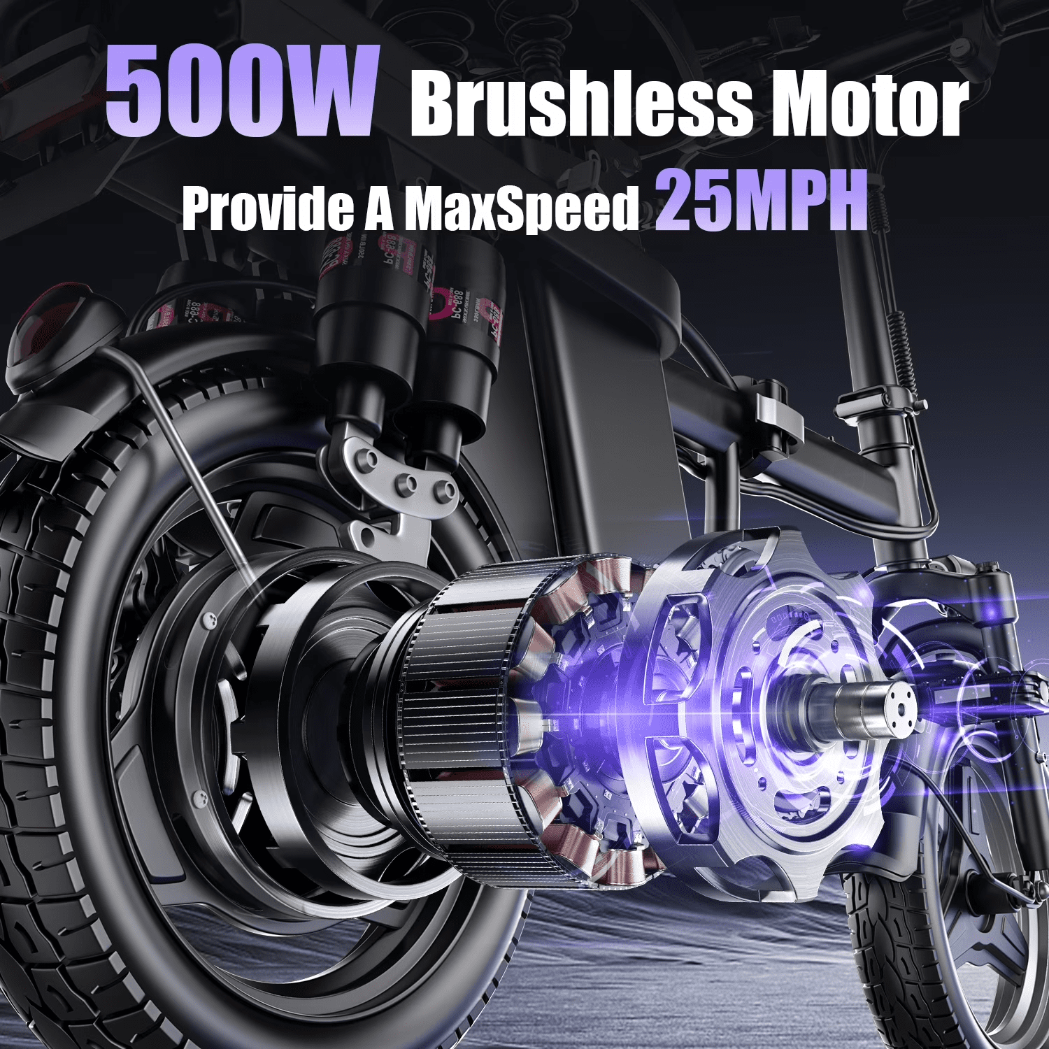 GWEIT 14" Folding Electric Bikes for Adults, Peak 1000W 25 MPH Speed Electric Mountain Bike for Teens, 48V 13Ah & 45 Miles, Full Suspension Folding Ebikes for Adults UL2849 Certified