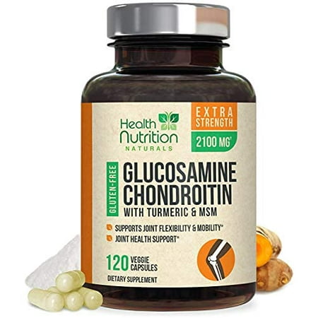 Health Nutrition Glucosamine with Chondroitin Turmeric MSM Capsules, Dietary Supplement,  2100mg, 120 Ct.