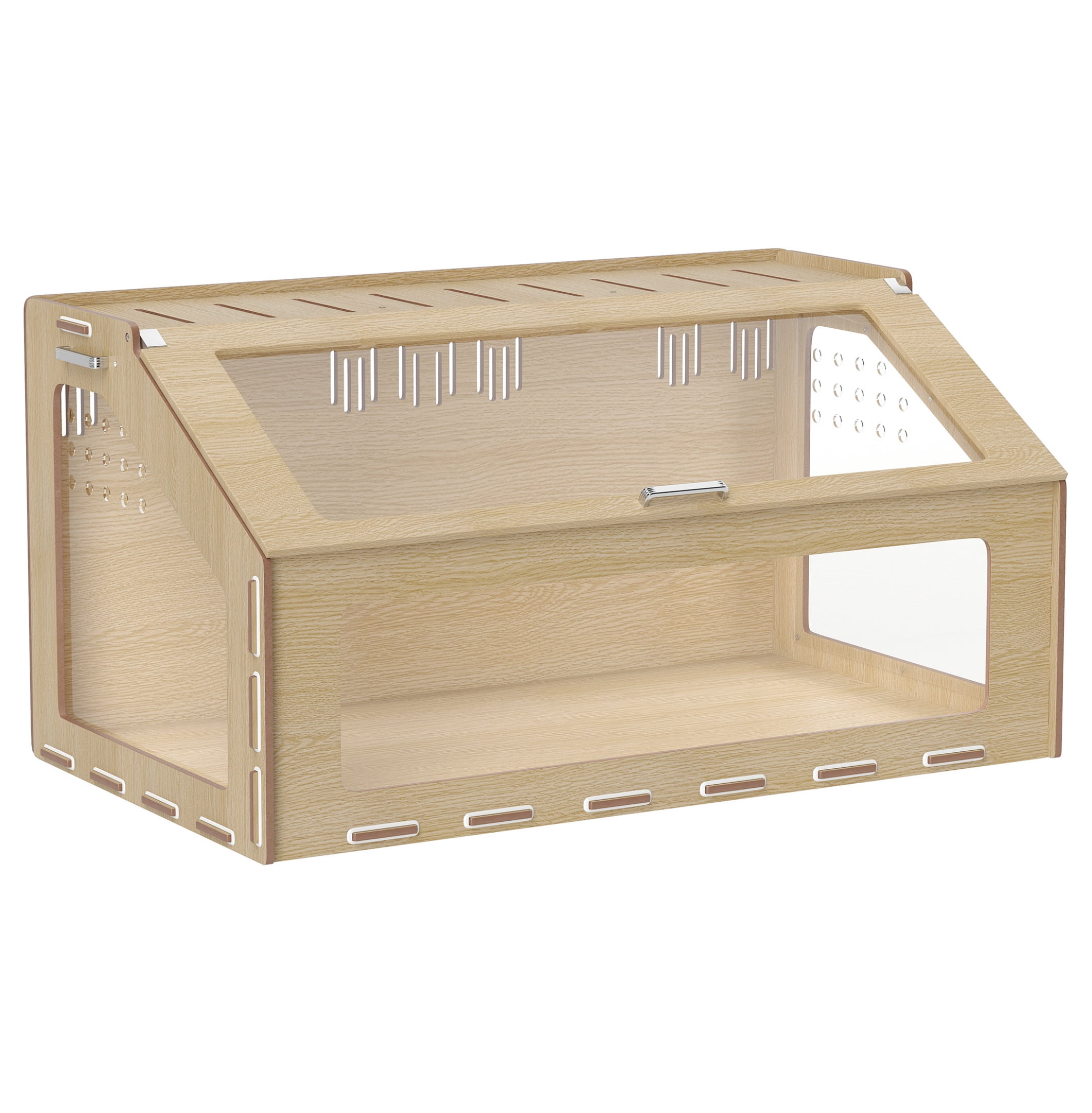 39" Hamster Cage Habitat, Oak - Dwarf Hamster, Gerbil, Guinea Pig, Rat Cage with Acrylic Windows & Openable Top