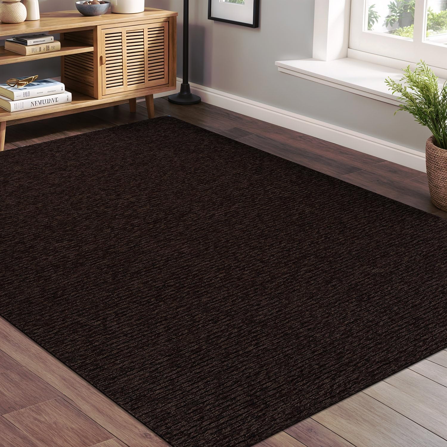 Beverly Rug Non-Slip Machine Washable 5 x 7 Brown Indoor Area Rugs