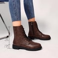 thumbnail image 6 of Taqqpue Women's Ankle Boots Round Toe Lace Up Thick Sole Mid Heel Comfortable Casual Booties for Women Size 5.5-10.5 Fashion Dress Shoes Fall Winter Footwear Casual Walking Daily Wear, 6 of 10