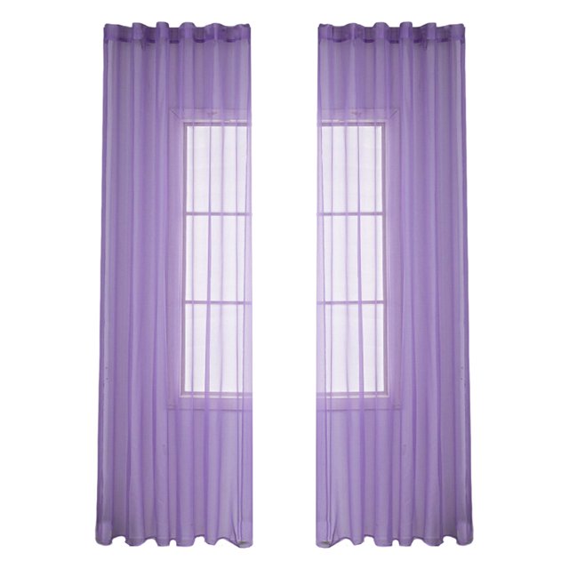 LCXmlly Blackout Curtain 2Pcs Fine Workmanship Window Gauze Easy to Install Wide Application Polyester Thin Window Decor1658