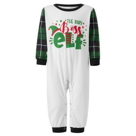 

Uorcsa Soft Home Warm Print Comfy Pajamas Two-piece Baby Christmas Parent-child clothing Green