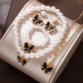 thumbnail image 1 of Conjunto de tres piezas de pendientes y pulsera de trébol de cinco hojas con flor de cinco pétalos de la suerte para mujer, accesorios elegantes, joyería de fiesta, 1 of 5