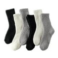 thumbnail image 2 of Fuzzy Socks for Women 6-Pair Pack, Ultra Soft Plush Crew Socks, Black Warm Lounge & House Socks, One Size Fits Most,Size Free Size, 2 of 2