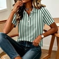 thumbnail image 5 of Garbnen Striped Polo Shirts for Women Raglan Collared Henley Women's Short Sleeve Shirts Color Block Casual Dressy Work Women's Golf Shirts Green XXXL, 5 of 7