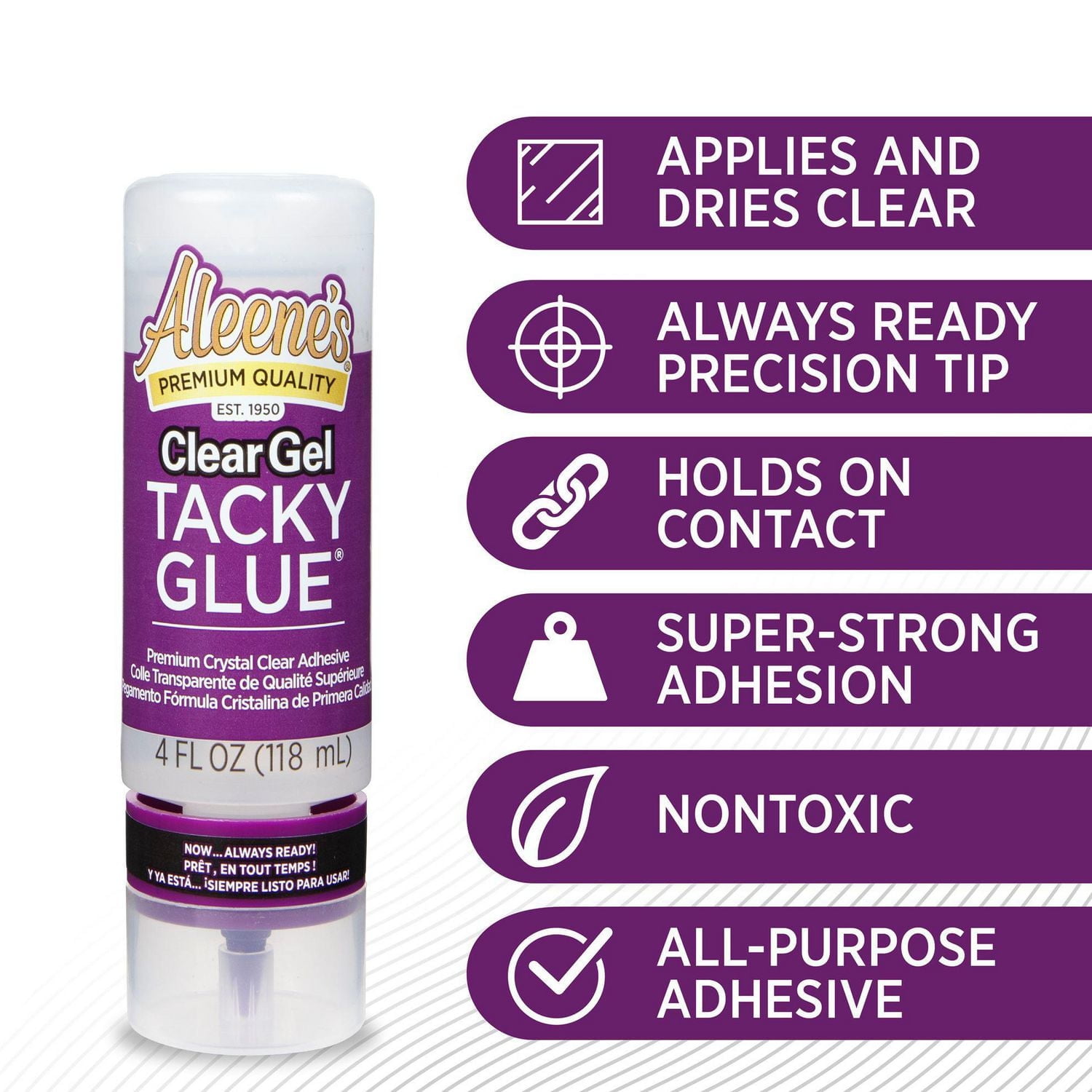 Colle Premium Tout Usage Aleene’s ClearGel, 4 fl. oz (118 mL), Colle pour Loisirs Créatifs, Flacon Toujours Prêt, Non Toxique, Applique et Sèche Transparent