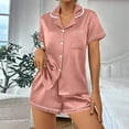 thumbnail image 2 of HSHMT Womens Pajamas Set Set For Women Short Sleeve Button Down Sleepwear Set Classic 2 Loungewear With Pockets, 2 of 4