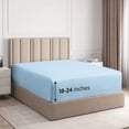 thumbnail image 1 of CGK Linens  100% Cotton 18" - 24" Inch Extra Deep Pocket Fitted Sheet Queen - Light Blue, 1 of 3