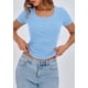 thumbnail image 5 of Top Ajustado de Mujer PRETTYGARDEN con Cuello Henley y Botones, Tejido Acanalado, Talla L, 5 of 8