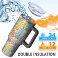 thumbnail image 5 of 40oz Pioneer Flower Floral Print Pattern Insulated Tumbler with Handle, BPA-Free Leak Proof Lid and Straws, Double Wall Vacuum, Hot 12h/Cold 34h, 5 of 6