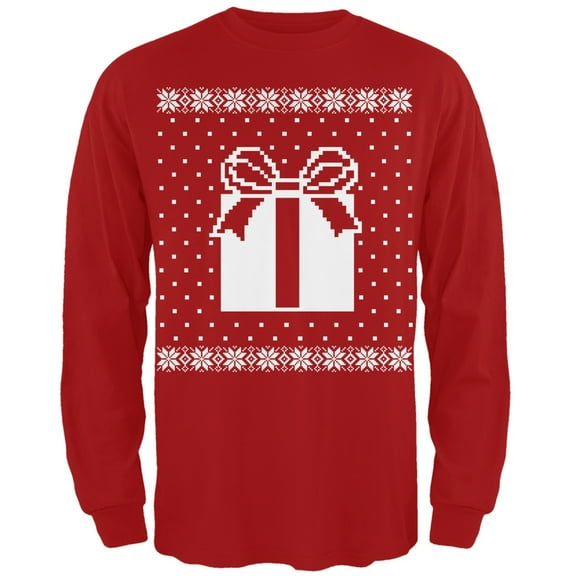 Big Present Red Adult Long Sleeve T-Shirt