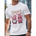thumbnail image 3 of T-Shirts for Men, Valentine's Day Gnome Lover Crew Neck Cotton T-Shirt Men's Short Sleeve Romantic Love Heart White, 3 of 8