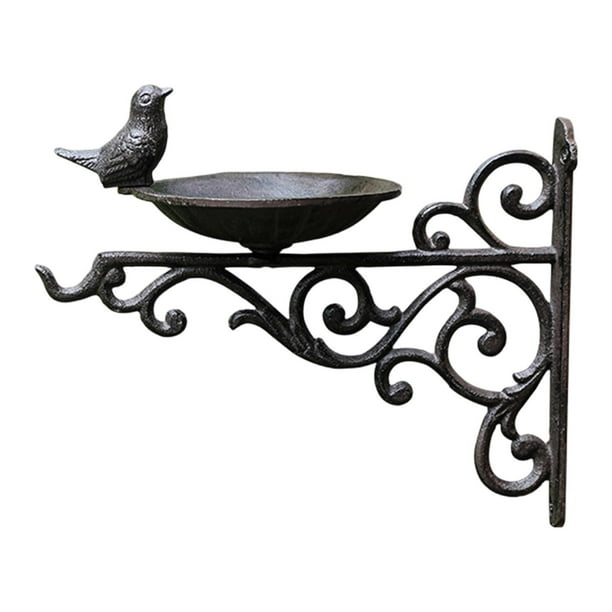 Comedero para pájaros, bandeja para baño de pájaros, estación de alimentación decorativa vintage de metal con colgador 27 x 235 cm