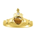 thumbnail image 1 of RYLOS Rings 14K Yellow Gold Claddah Love, Loyalty & Friendship Ring Heart 6MM Gemstone & Diamond Claddagh Rings November Tiger Eye Jewelry Size 13, 1 of 7