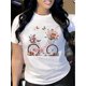 thumbnail image 1 of Bicycle Print Short Sleeve T-shirt, Casual Crew Neck Top For Spring & Summer, Women's Clothing Tee For Adult, Men, Women, Teen, Teenager, Adolescent, Youth, 1 of 4