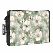 Vintage Magnolia Outdoor TV Cover 60 to 65 inch Weatherproof Waterproof, White Blooming Flower Green Oil Painting TV Enclosures with Remote Control Pocket Flat Screen Protector for Outside