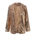 thumbnail image 5 of YDFCWXW Women's Shiny Sequin Open Front Blazer Coat Lapel Long Sleeve Cardigan Jacket 2025 Fall Rose Gold, XXL, 5 of 9