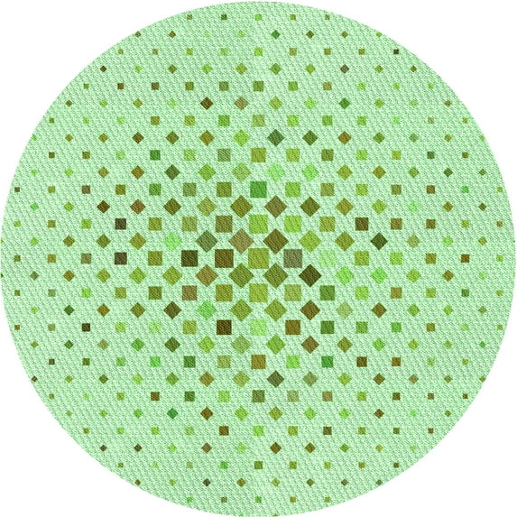 Ahgly Company Indoor Round Patterned Mint Green Area Rugs, 7' Round