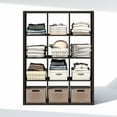 thumbnail image 4 of Furinno CUBIC 12-Cube Open Shelf Extra Thick Frame Black Dark Oak, 4 of 6