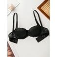 thumbnail image 6 of Deyllo Women's Balconette Push Up Bra Sexy Lace Lightly Padded Bra Underwire Demi Bras Plus Size,Black 40C, 6 of 8