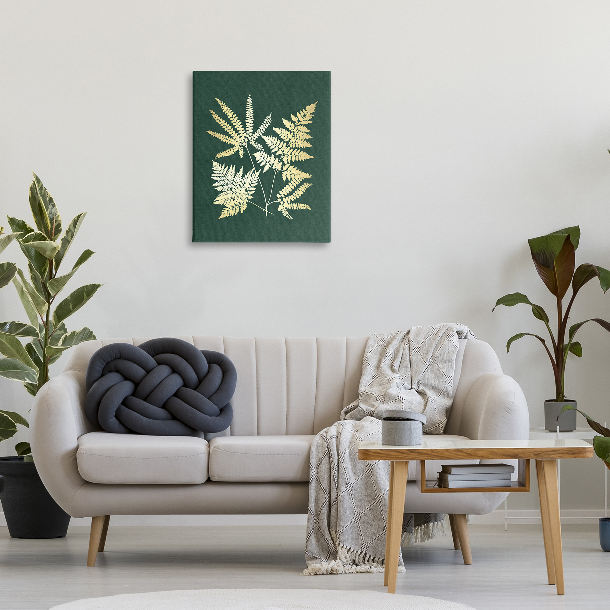 Stupell Industries Gilded Fern Leaves Plants & Flowers Painting Wrapped Canvas Art Print Wall Art, 24 x 30