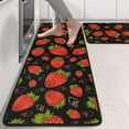 thumbnail image 2 of Kitchen Rugs Sets Of 2,Red Strawberry Plants Fruit Pattern Black Pattern Anti Fatigue Kitchen Mat Rugs Non Slip Washable,Decorative Kitchen Floor Mats for Kitchen,Sink,Laundry,17"x47"+17"x47", 2 of 5