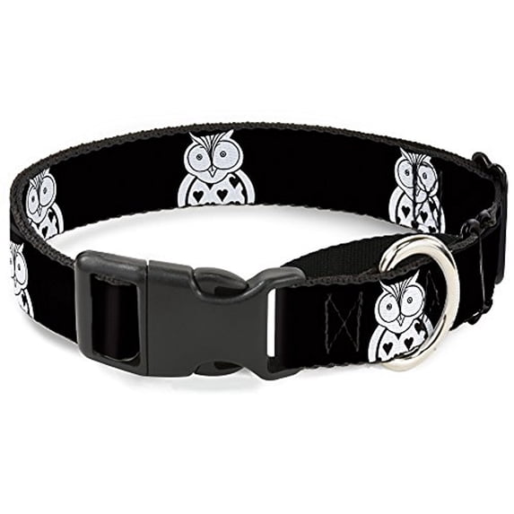Buckle-Down Martingale Dog Collar - Owls Flip Black Mauve Sage - 1" Wide - Fits 15-26" Neck Size - Large