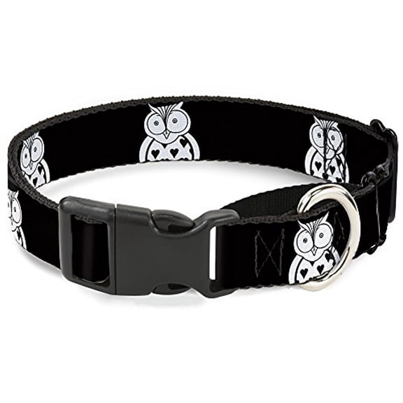 Buckle-Down Martingale Dog Collar - Owls Flip Black Mauve Sage - 1" Wide - Fits 15-26" Neck Size - Large