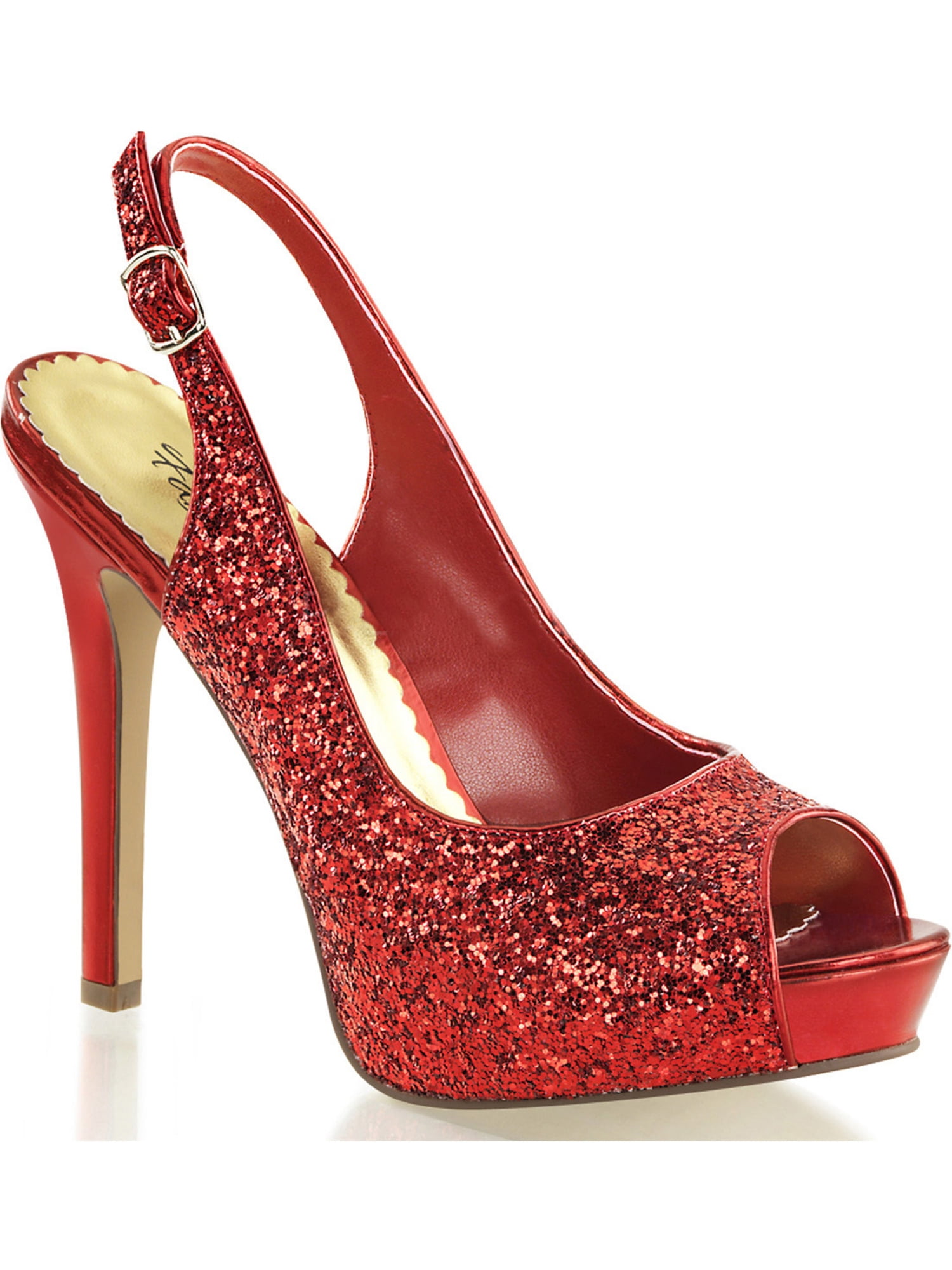 red low heel slingback shoes