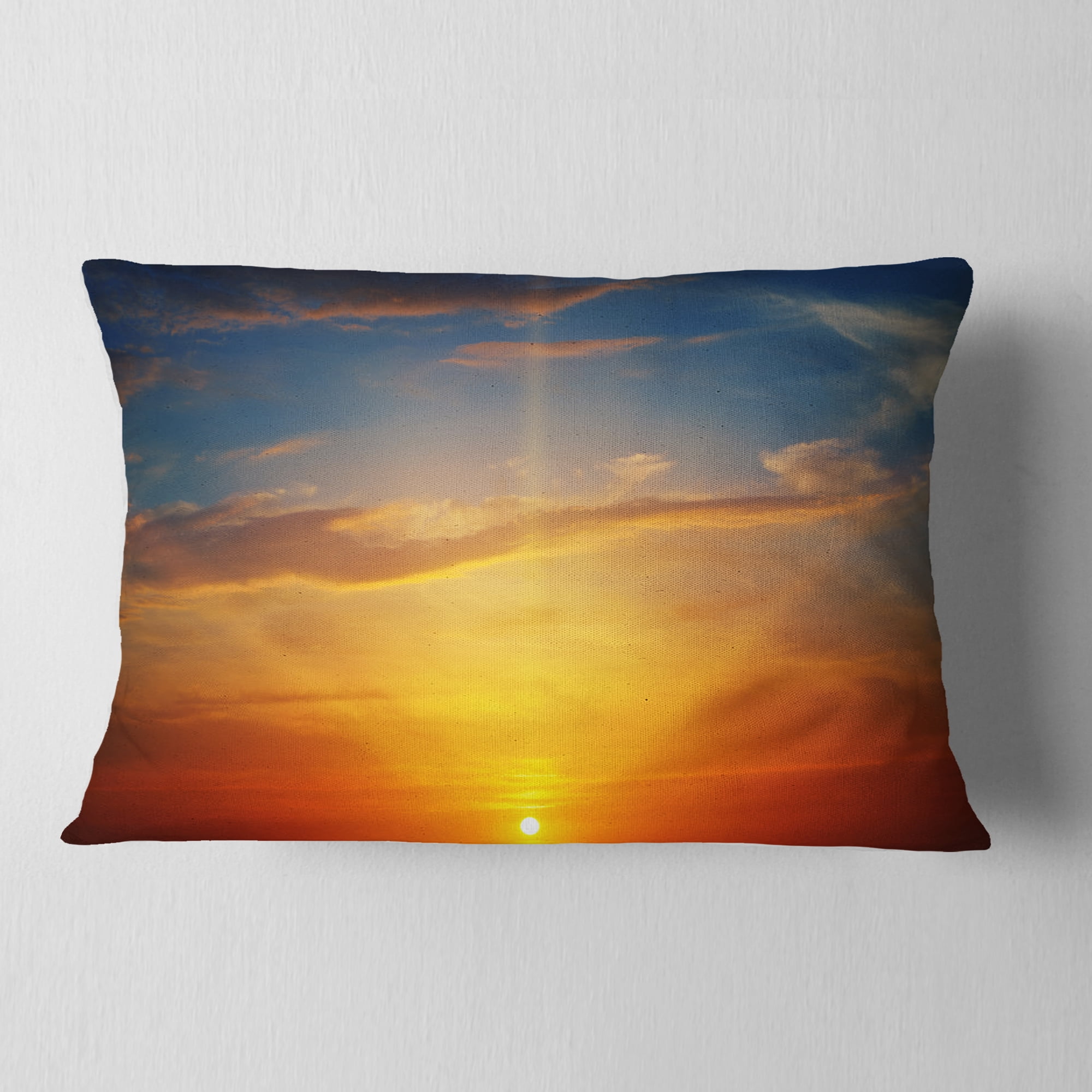 Designart Sunlight in Sky above Horizon - Oversized Beach Throw Pillow - 12x20
