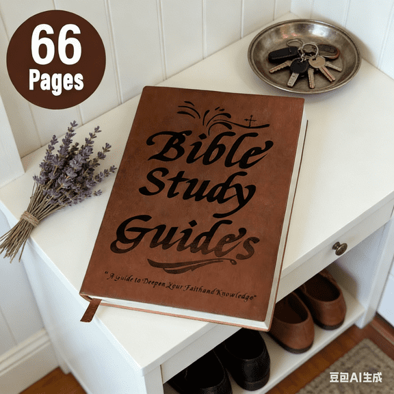 Bisitoy 66-Page Bible Study Guide & Devotional Journal - PU Leather Cover, Scripture Summaries, Daily Reflections | Beginner-Friendly Spiritual Growth Notebook | Christian Gift Idea